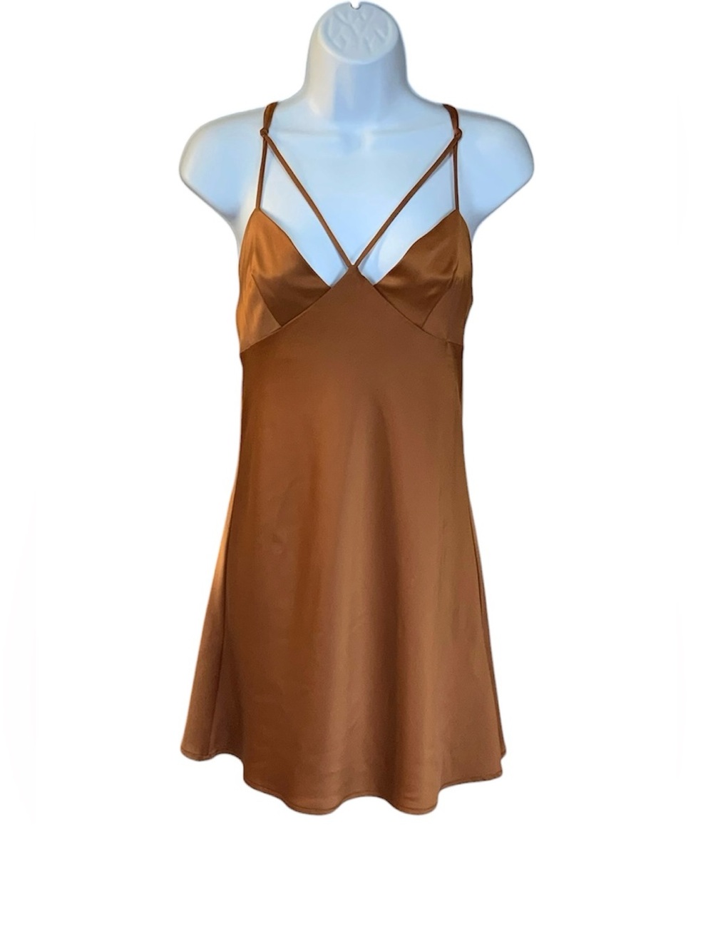 Urban Outfitters Copper Satin Slip Mini Dress